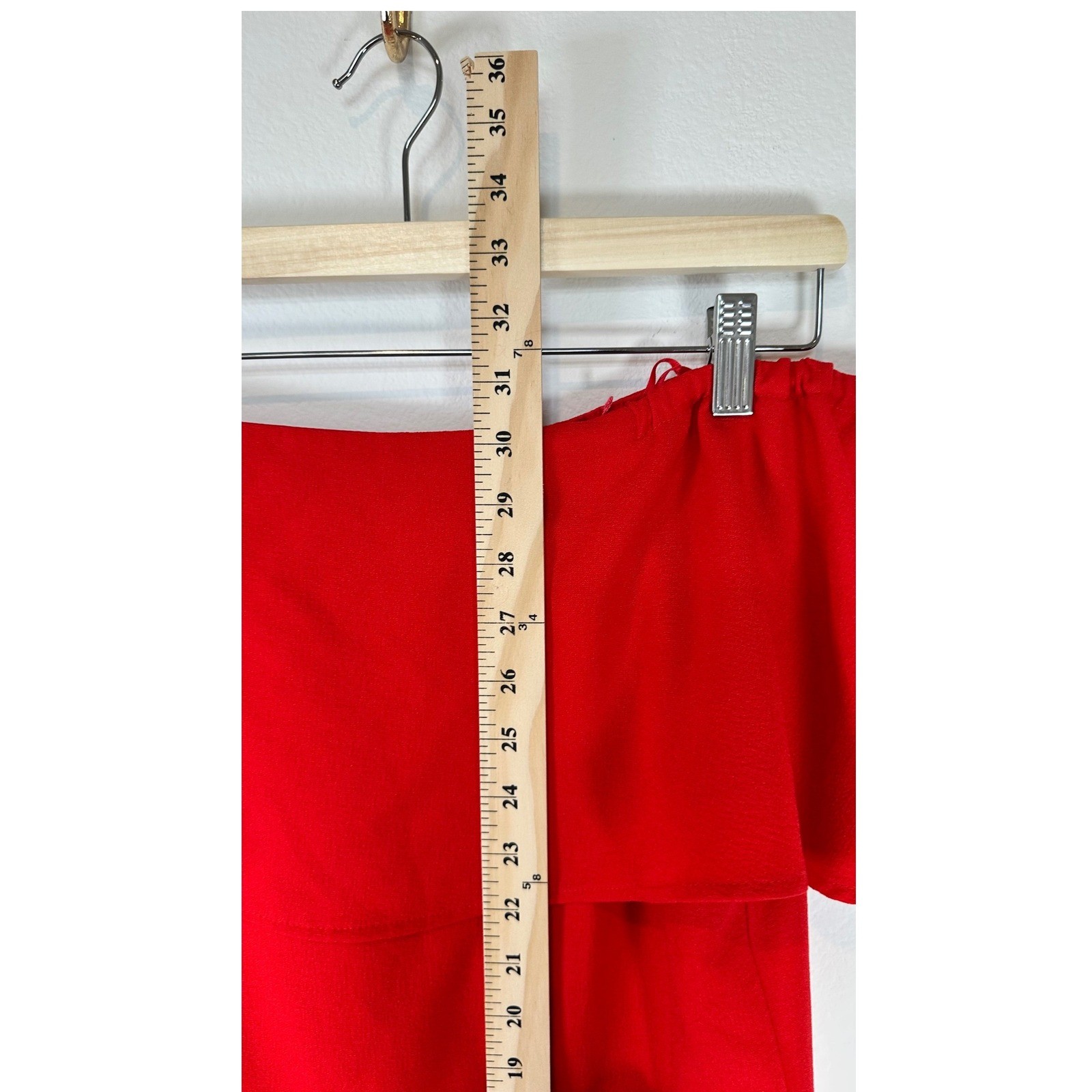 NWT Charles Henry Off Shoulder Dress Womens M Red Crepe Flounce Party