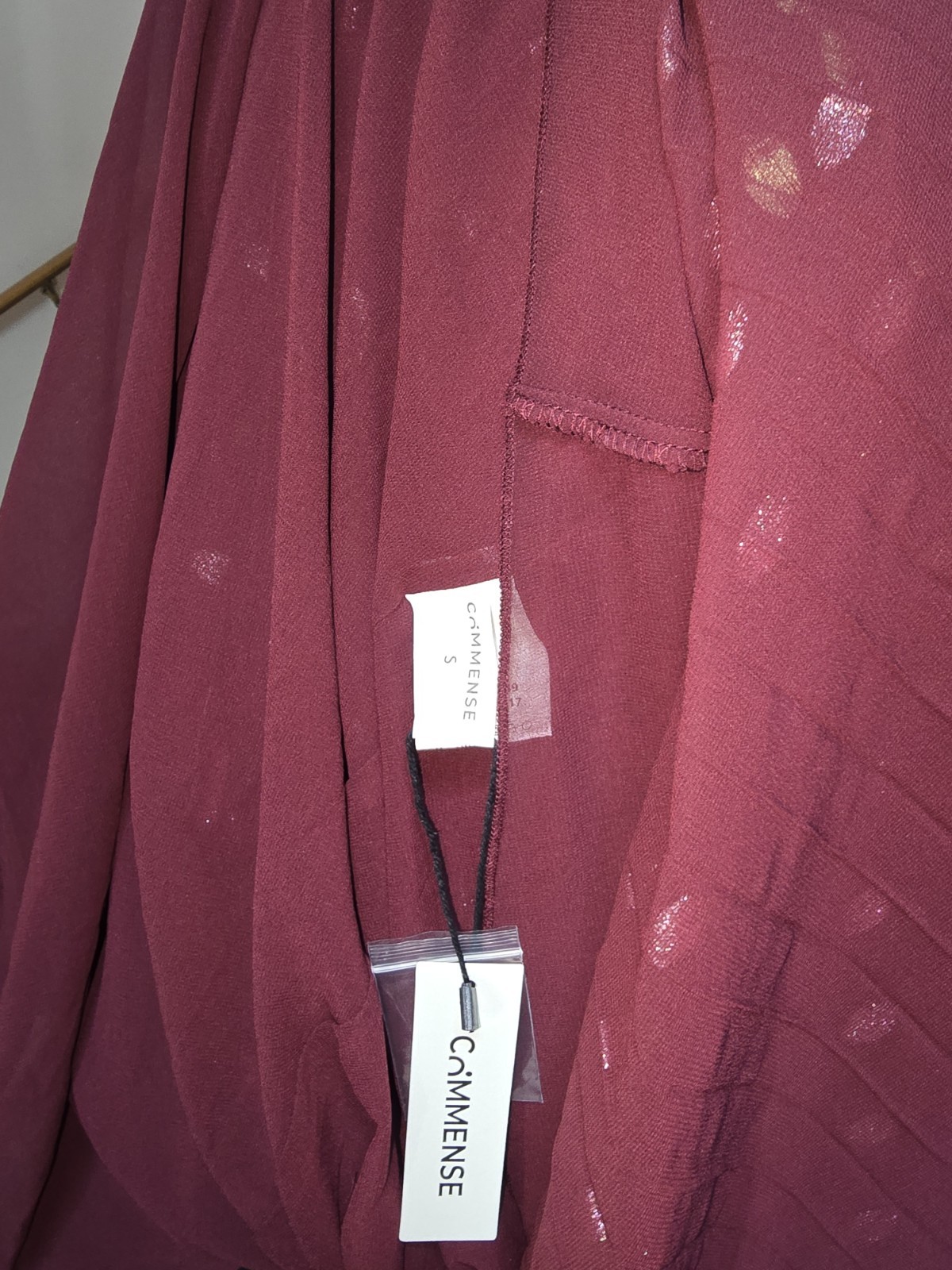 Commense Shiffon Maxi Dress With Gold Accents Size Small