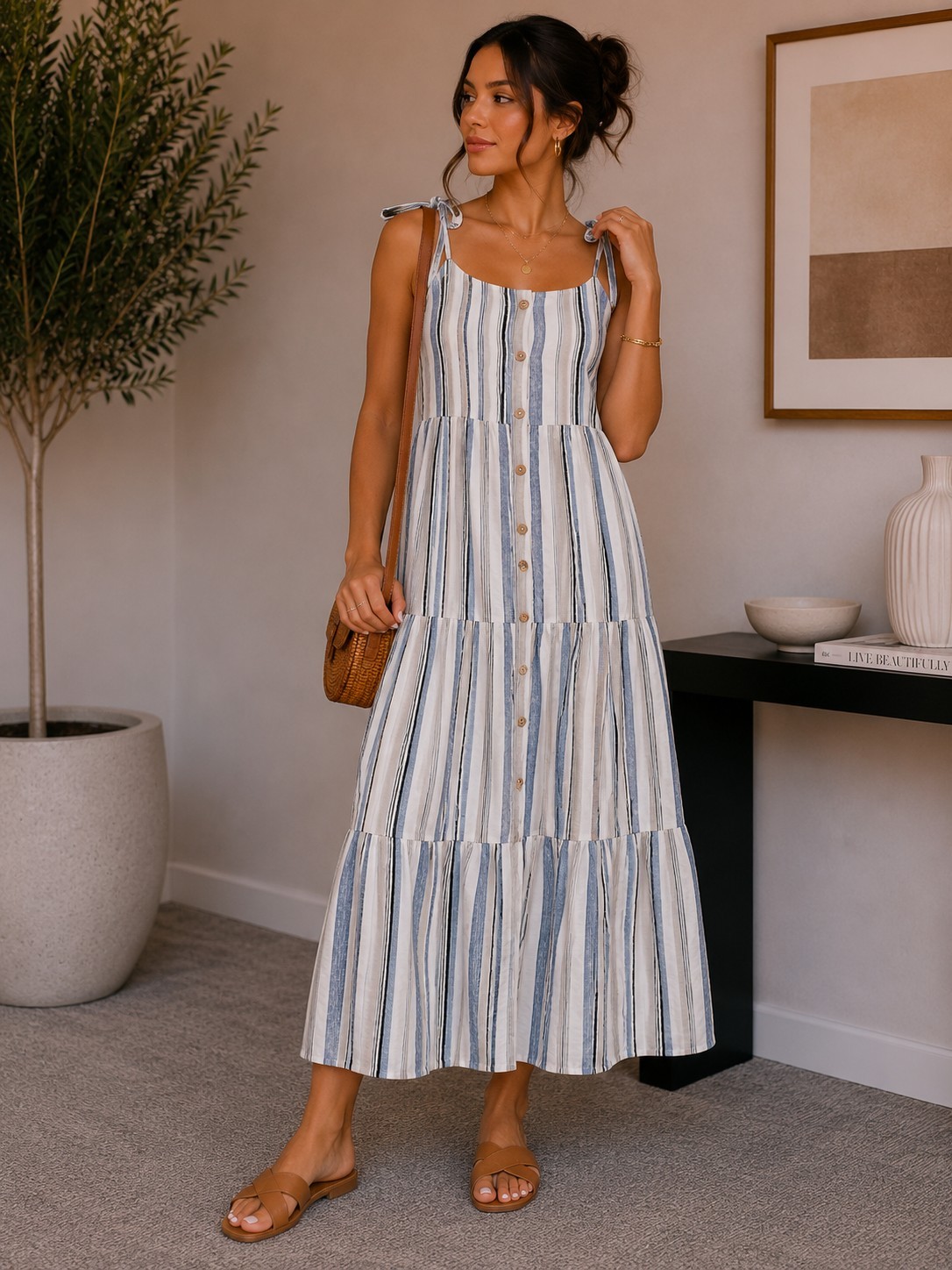 Woman Blue And White Dress Size Large
