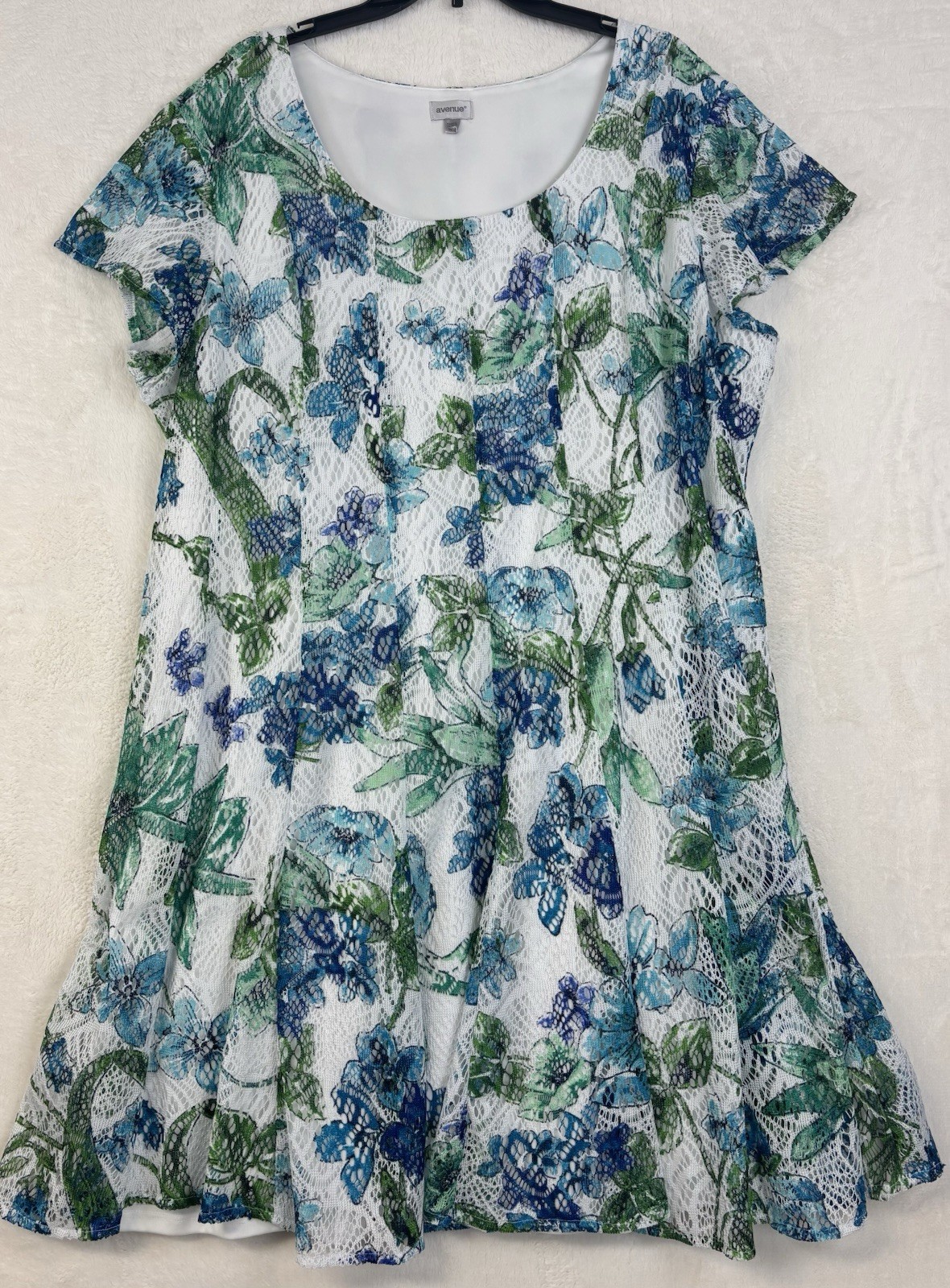 Avenue Floral Lined Midi Crochet Spring Summer Dress Plus SZ 26-28 Ex Condition
