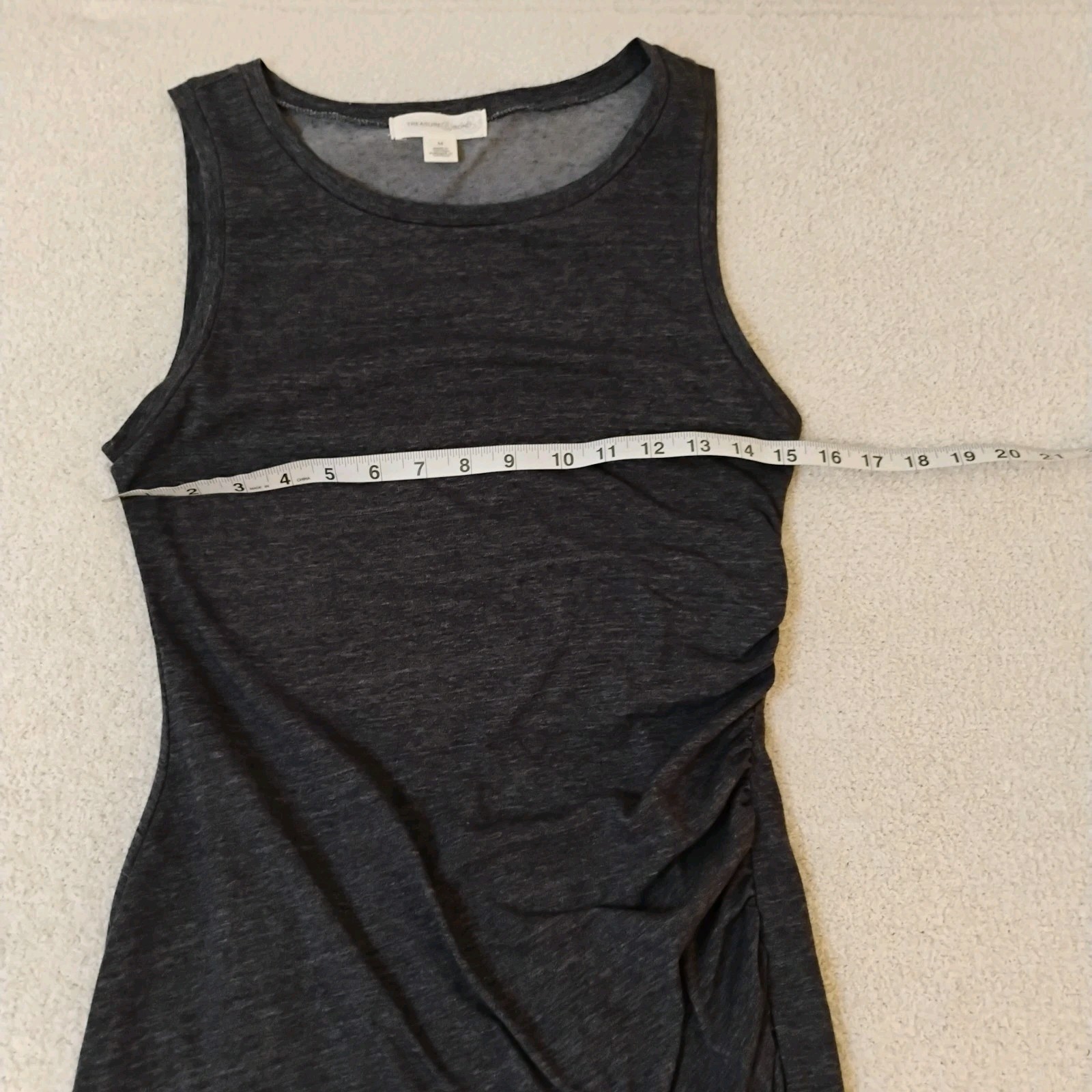 Casual Dark Gray Ruching Dress MIDI Knee Length Size Sporty Minimalist Comfy Med