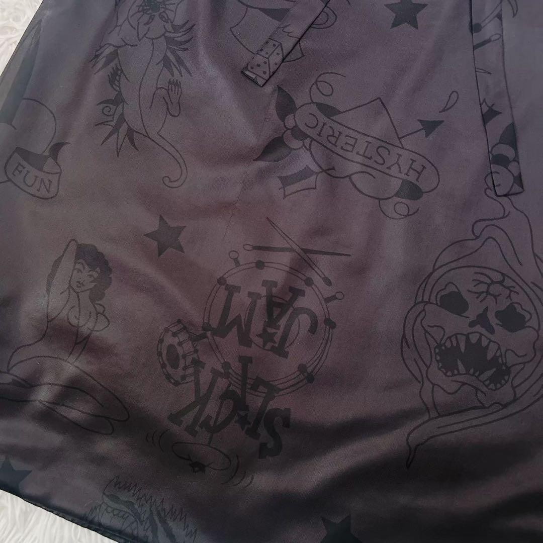 HYSTERIC GLAMOUR Skull All-over Print Drape Dress Black 38