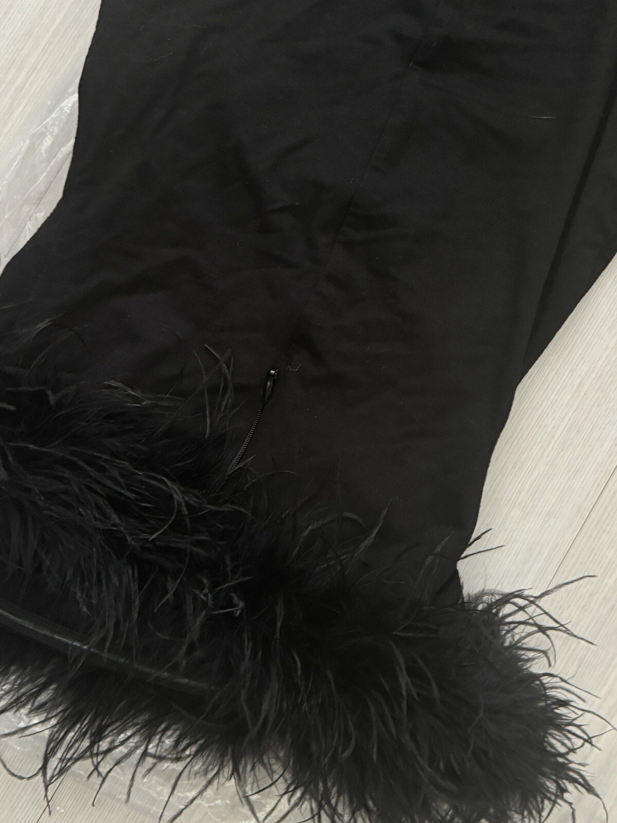 Naked Wardrobe Fine Feather Trim Strapless Minidress XS