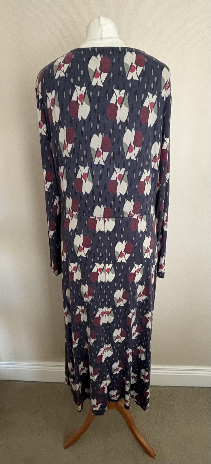 FAB White Stuff Blue Multicolour Dove Bird Print Madeline Midi Dress Size 16 VGC