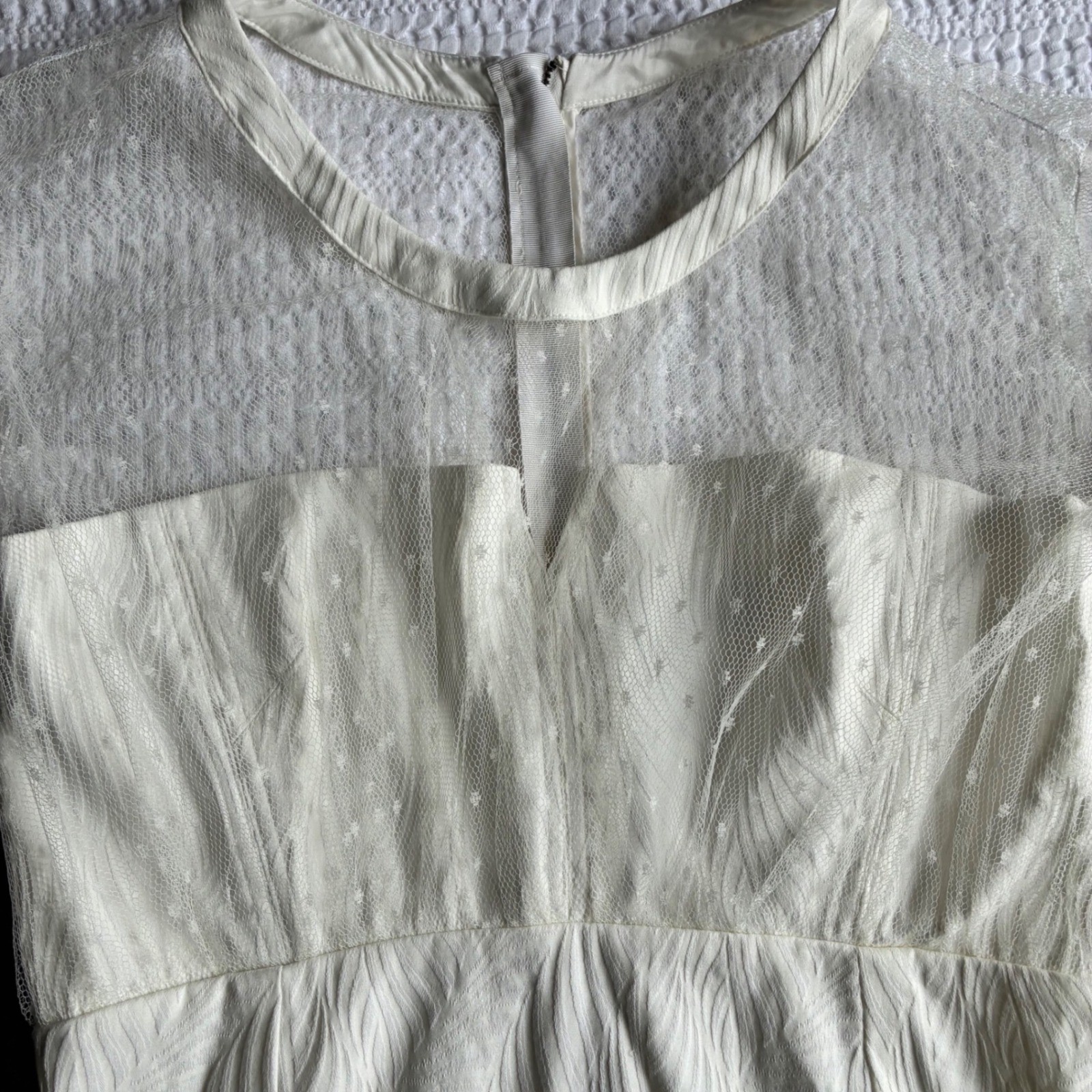 The Kooples Mini Dress Cream Mesh Illusion Neck Bustier 40/L Kentucky Derby