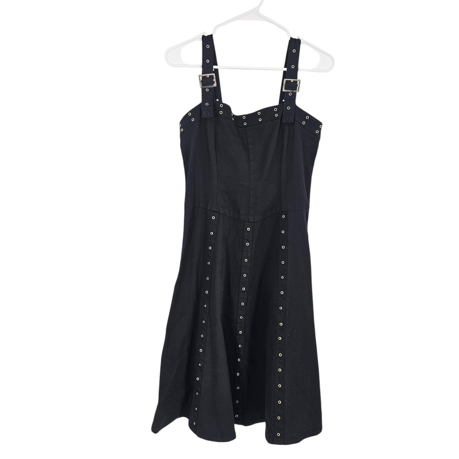 Tripp NYC Y2k Dress Black Goth Grommet Buckle Strap Sleeveless Size L