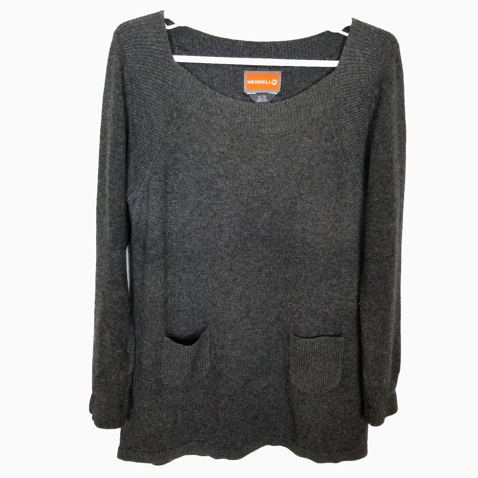 Merrell Women Wool Blend Sweater Dress Sz XL Gray Long Sleeve Outdoor Pockets