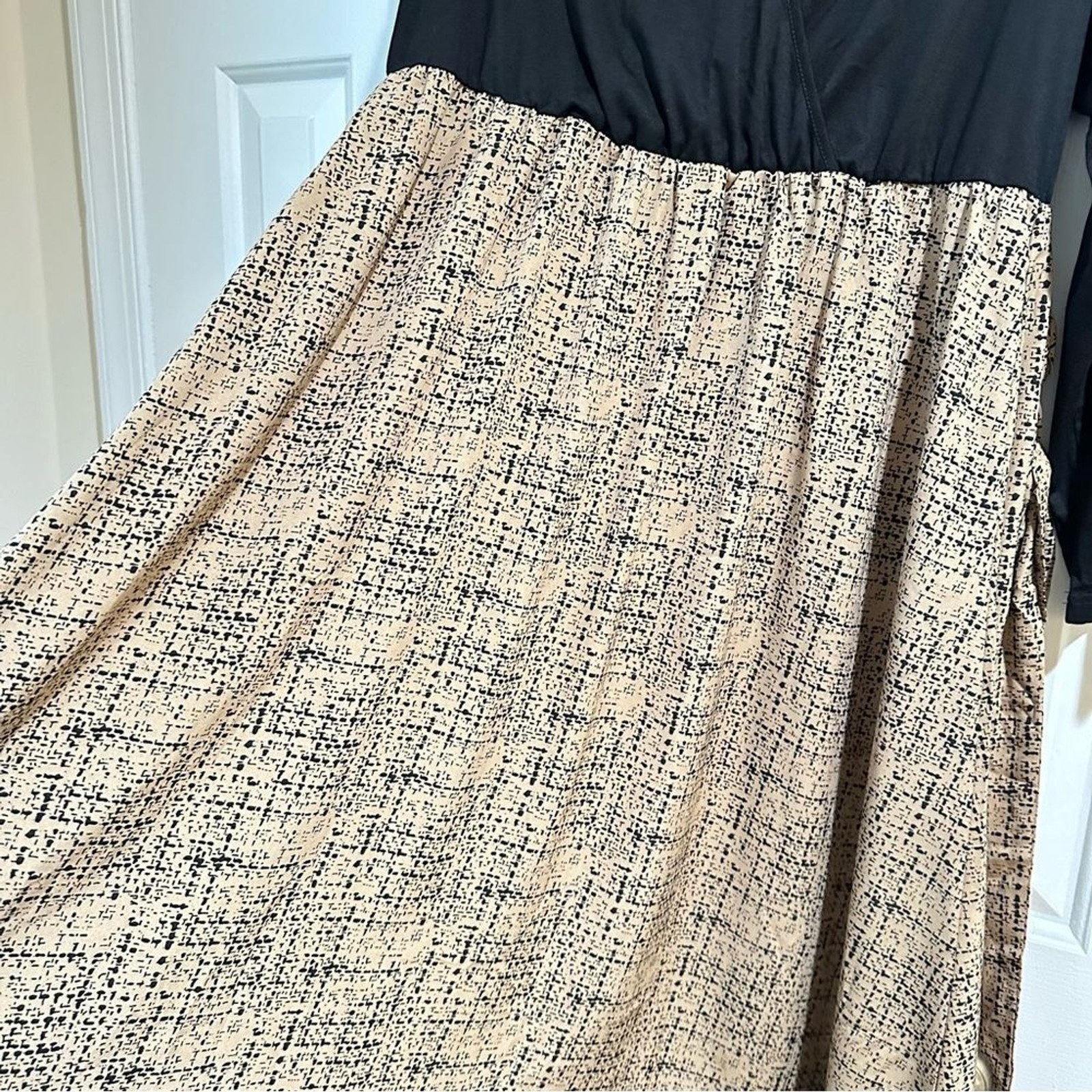 BloomChic Patchwork Pocket Belted Long Sleeve Wrap Bodice Dress Size 14-16 1X