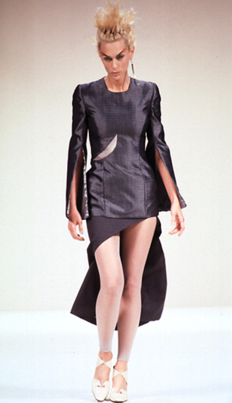 EARLY 1996 ALEXANDER MCQUEEN VINTAGE LEATHER CUTOUT DRESS / ‘THE HUNGER’