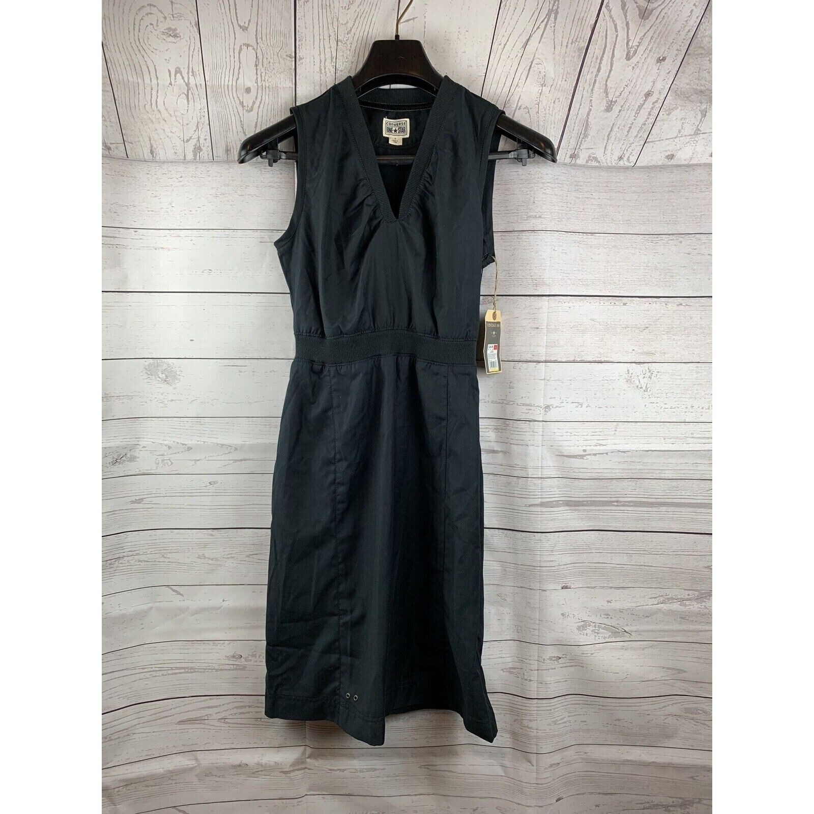 Converse One Star Sleeveless Cotton Black Dress Ladies Size 4 Button front NEW