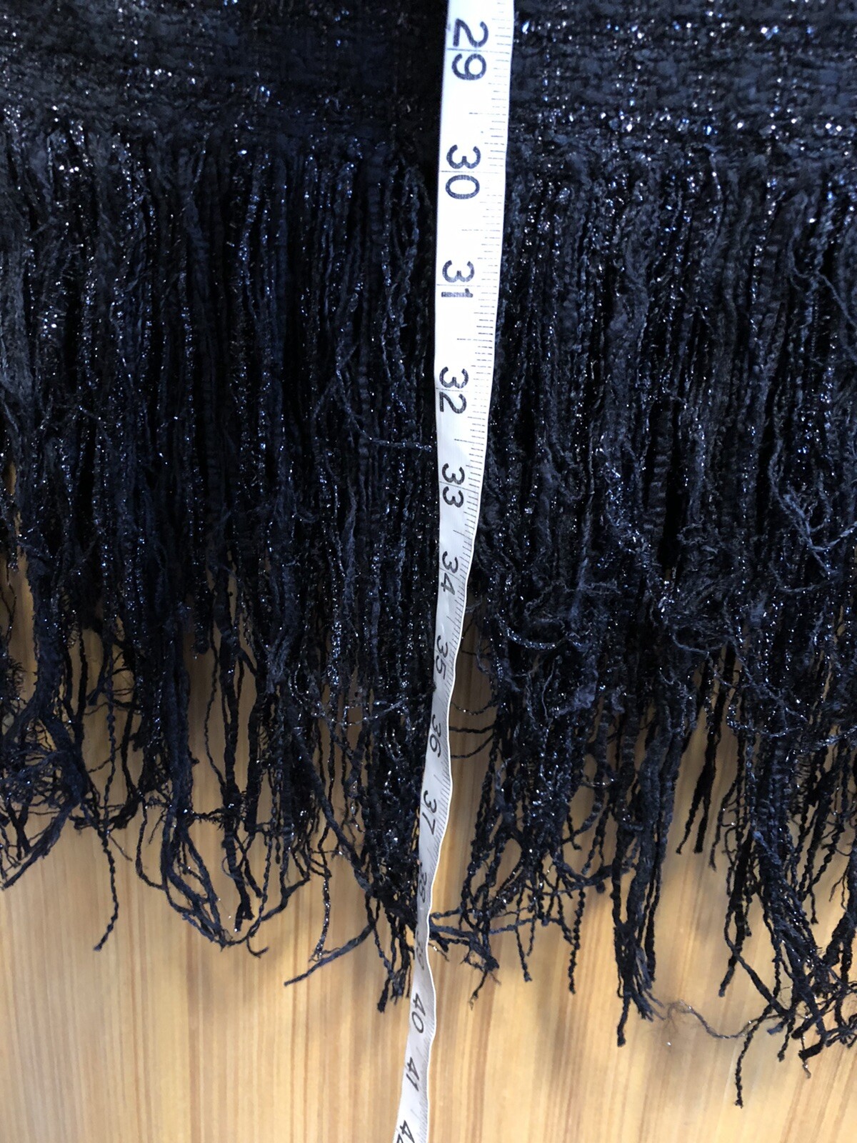BALMAIN Tweed Fringe Shift Dress 38 M Linen-Blend Chain Trim Black RRP £2,650