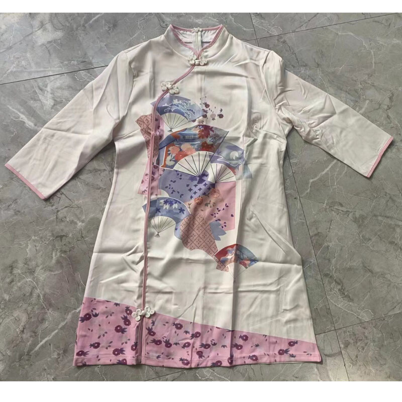 Oriental Chinese Style Female Cheongsam Split Dress Printed Women Improved Qipao