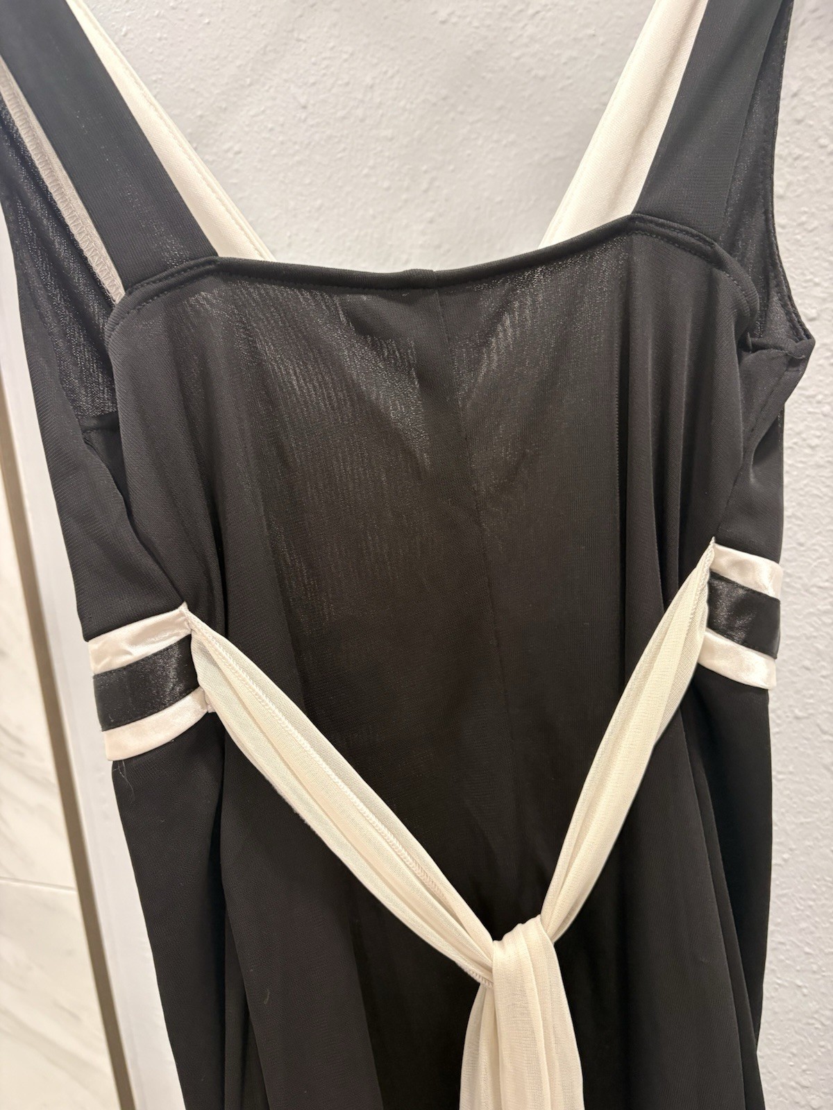 VINTAGE Ruby Rox Black & White Chiffon Formal Dress Rhinestone Buckle SizeMYouth