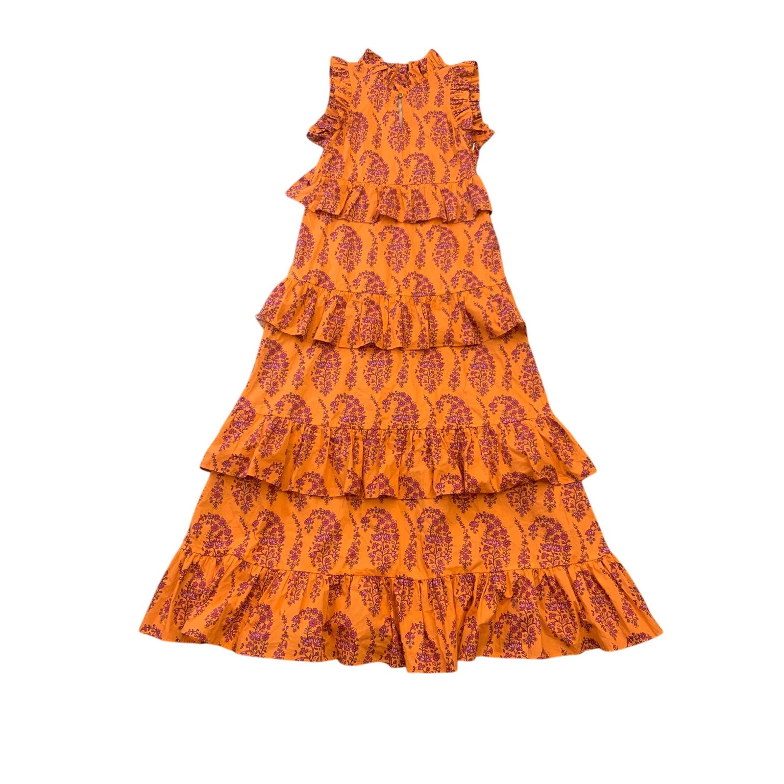M.D.S. Stripes Women’s Orange Floral Paisley Long Dress