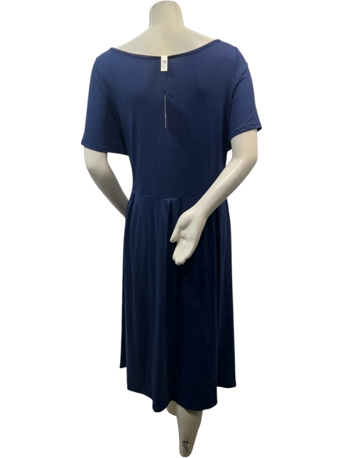 24 Seven Dress Womens Plus Size 2X Navy Blue Short Sleeve Pockets Stretch New