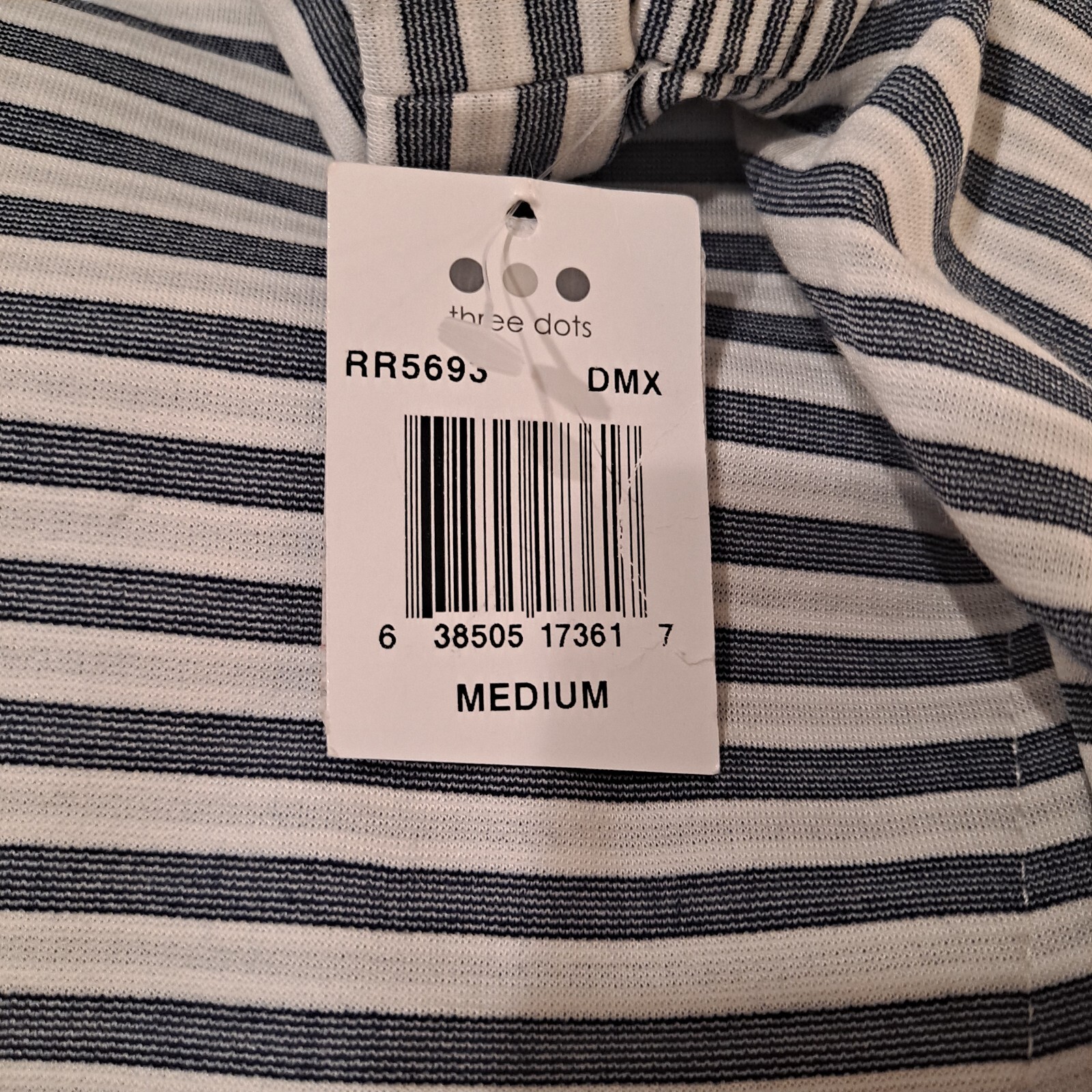 Three Dots Womens Pleated Knee-Length Casual Dress Size Medium Grey/White Stripe