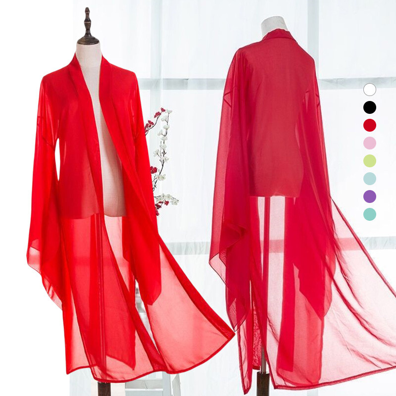 Hanfu Cardigan Ancient Chinese Long Sleeve Shirts Chiffon Coat Dance Clothing