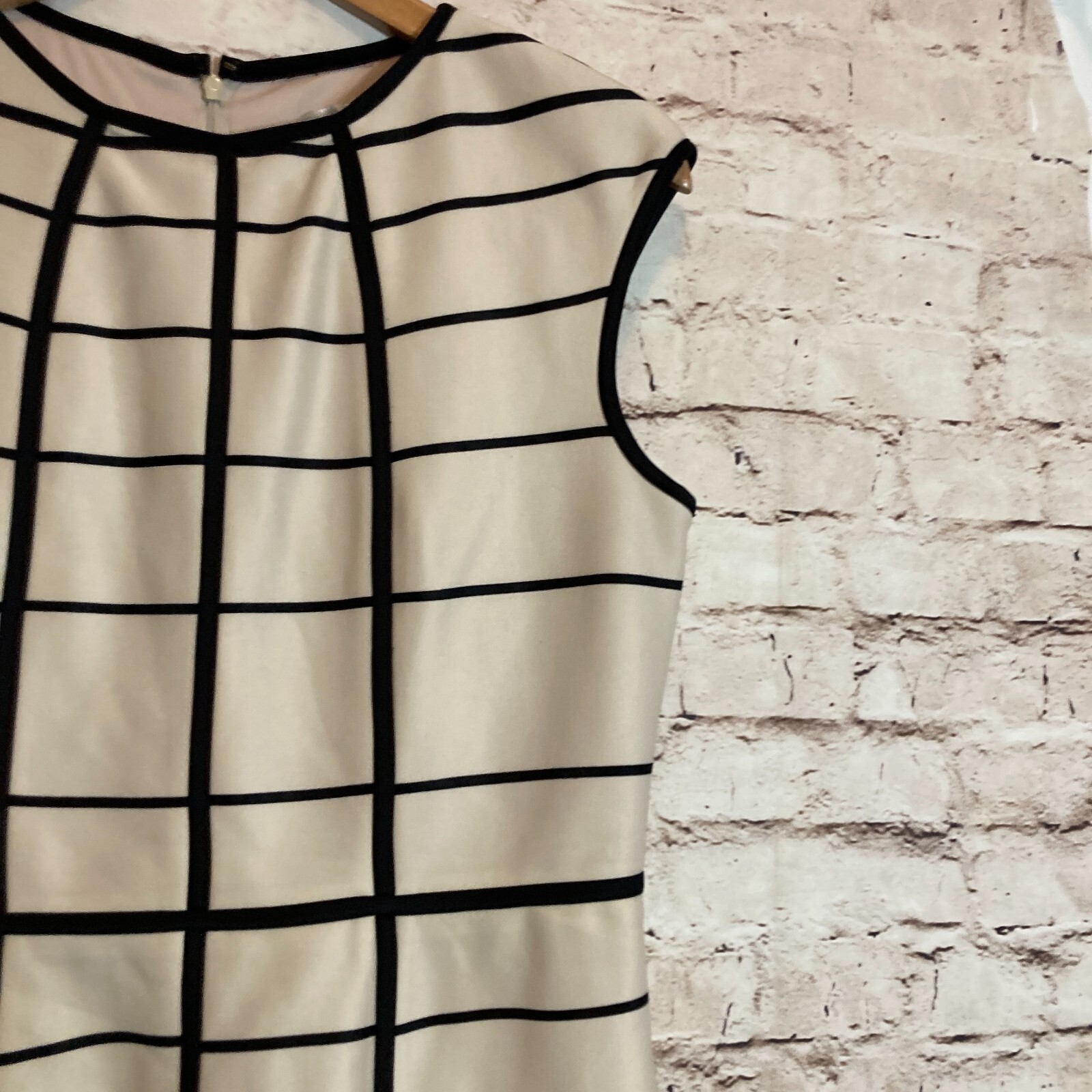 Sandra Darren Dress Womens 10 Black & Tan Check Retro Fit & Flare Modern Zip