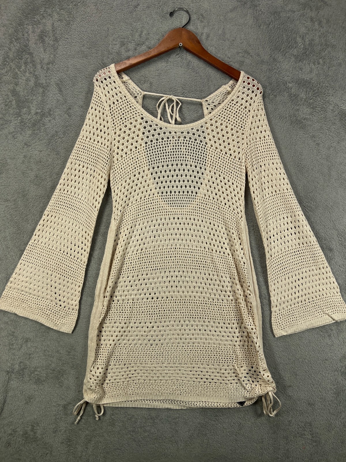 NWT Blooming Jelly Womens Size XL Beige Boho Crochet Dress Swim Cover Up Dress