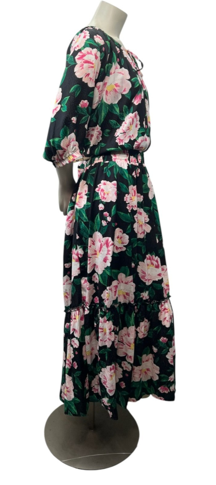 On 34th Dress Womens Plus Size 3X Black Floral Short Sleeve Cinch Waist New
