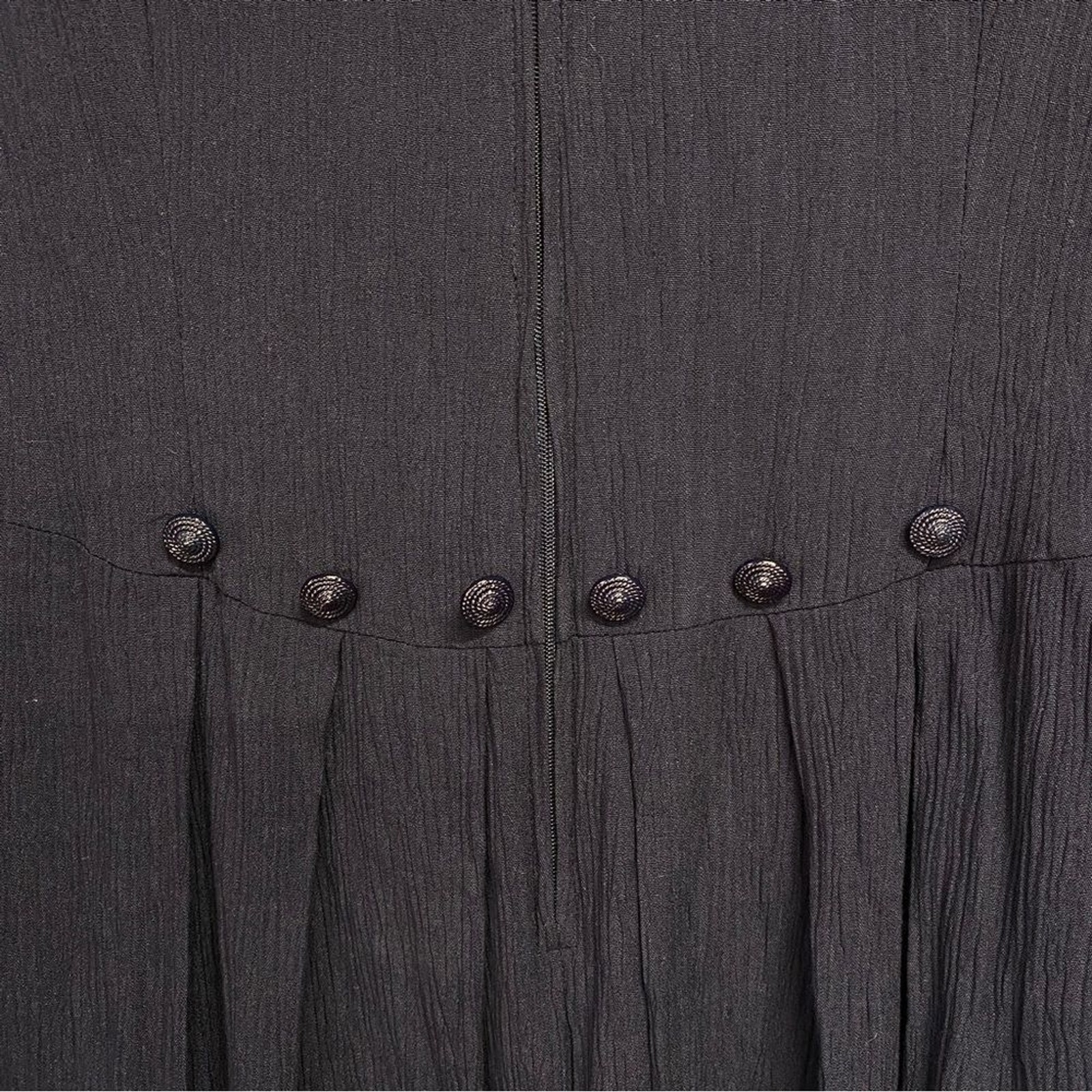 Vtg Betsy Lauren Button Accent Midi Short Sleeve Dress Front Back Slit Sz 18
