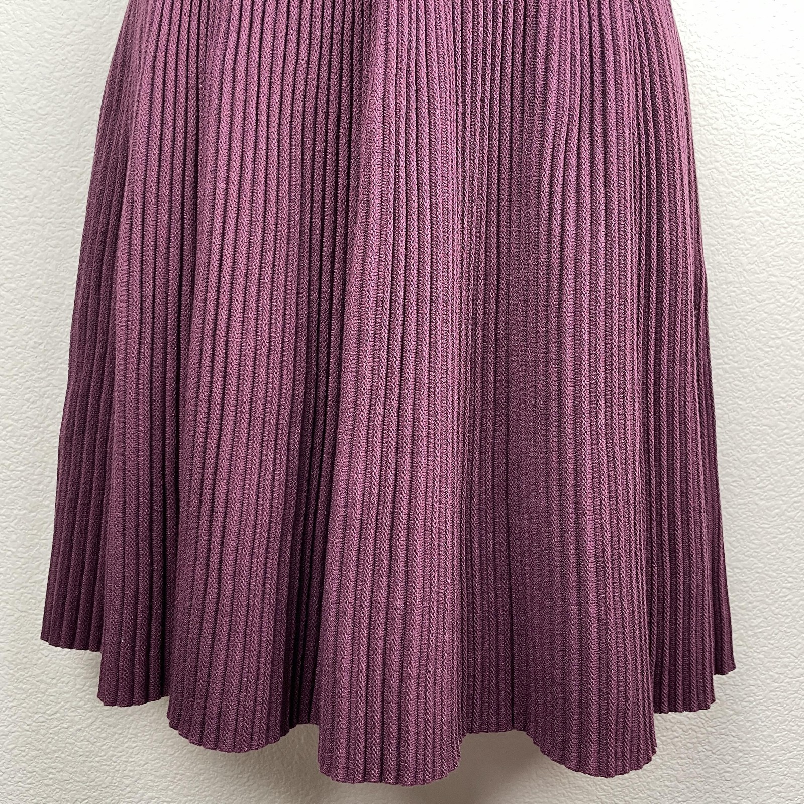 Ted Baker Dress Wmn 6 Purple Ribbed Knit Fit & Flare Skater Half Sleeve Back Zip