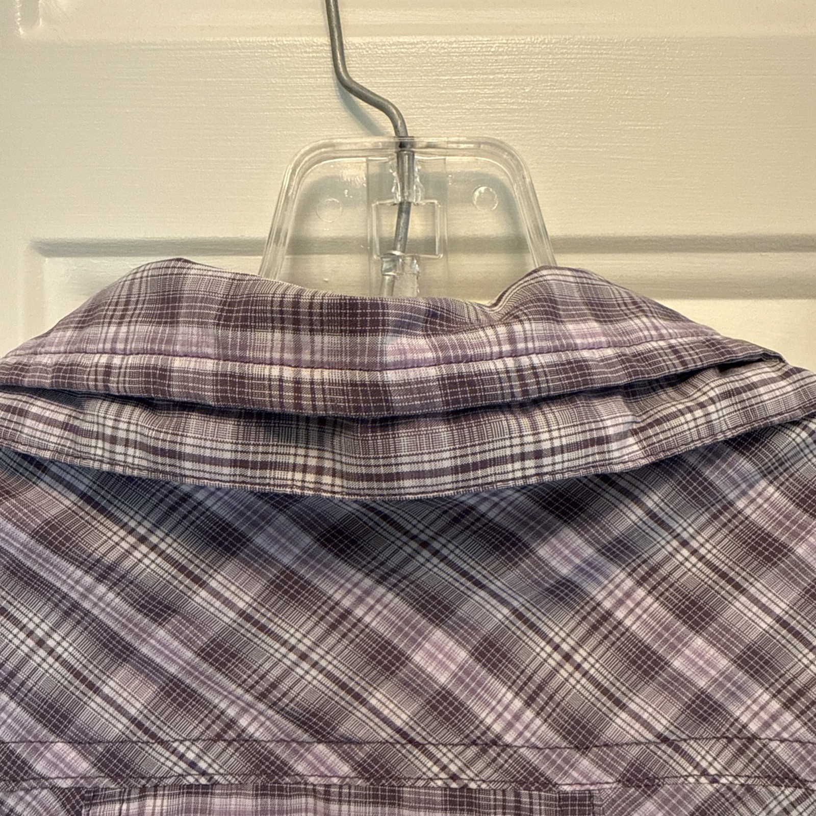 Duluth Purple Plaid Button-Down Shirt Dress Tie Pockets Size M polyester nylon