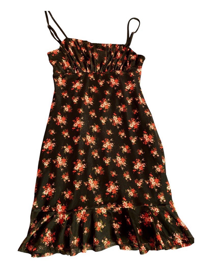 Women’s Sky And Sparrow Floral Dress With Adjustable Straps Sz Med