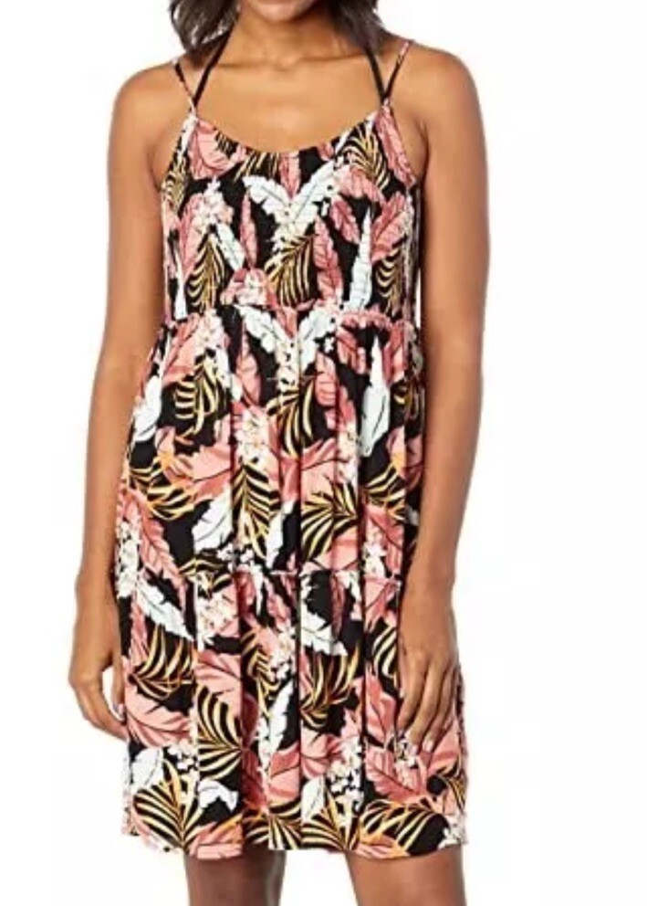 Rip Curl Namotu Cover up Smocked Dress Black L46440 Womens Size XS
