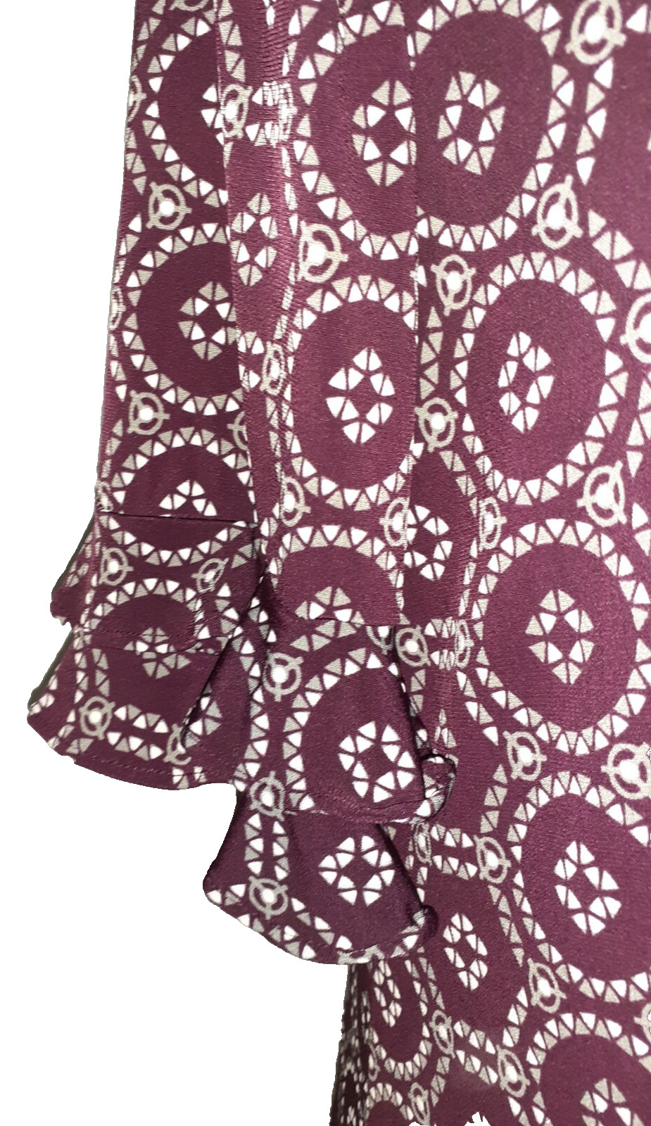 PERCEPTIONS Size XL Shift Dress Burgundy Ivory Grey Short Sleeve Stretch Knit