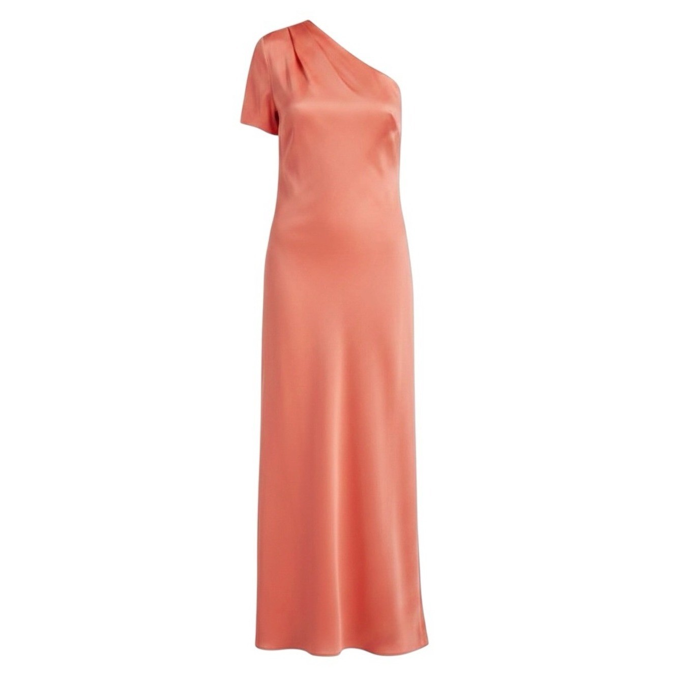 BR Monogram Silk One Shoulder Dress Neon Coral Volt Size 8