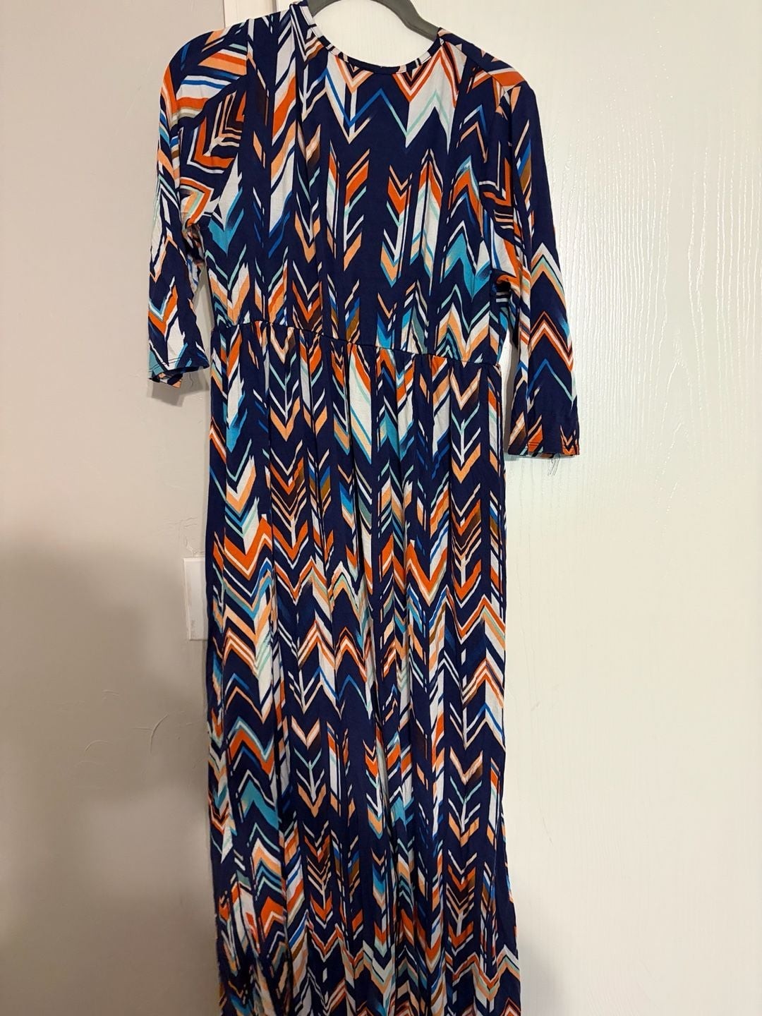 Renee C. Chevron Print V-Neck Long Sleeve Maxi Dress
