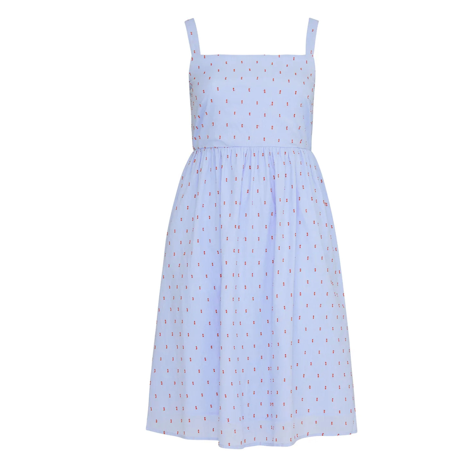 JunaRose Red Blue French Dot Midi Dress SIZE 24 Sundress Smocked Designer $69