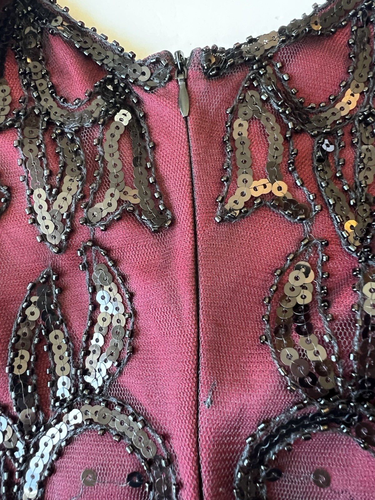 PrettyGuide 1920s Flapper Dress & Headband Set Burgundy Sequin Art Deco Fringe M