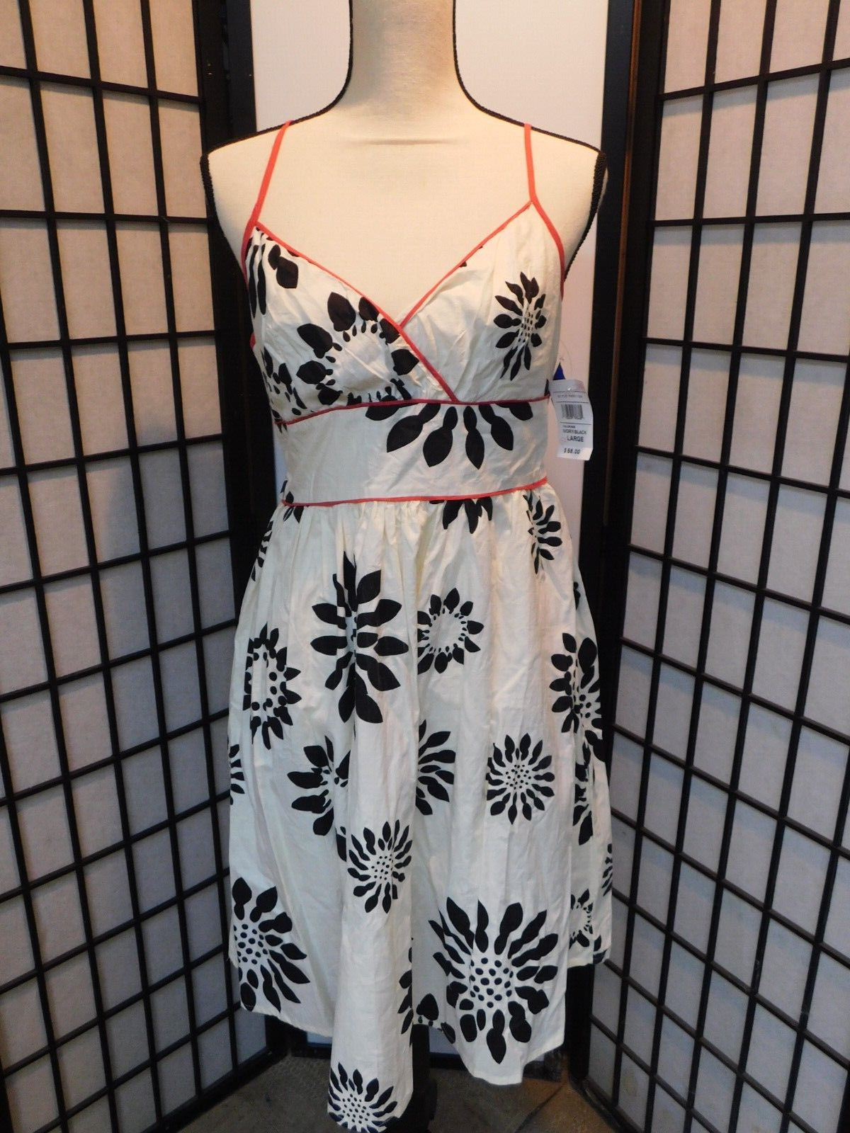 NEW Fire Los Angeles Sun Dress White Black Flowers Large