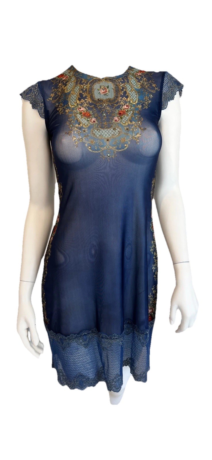 Michal Negrin Y2K Unique Beautiful Baroque Style Artwork Lace 2 Pc Dress Size M
