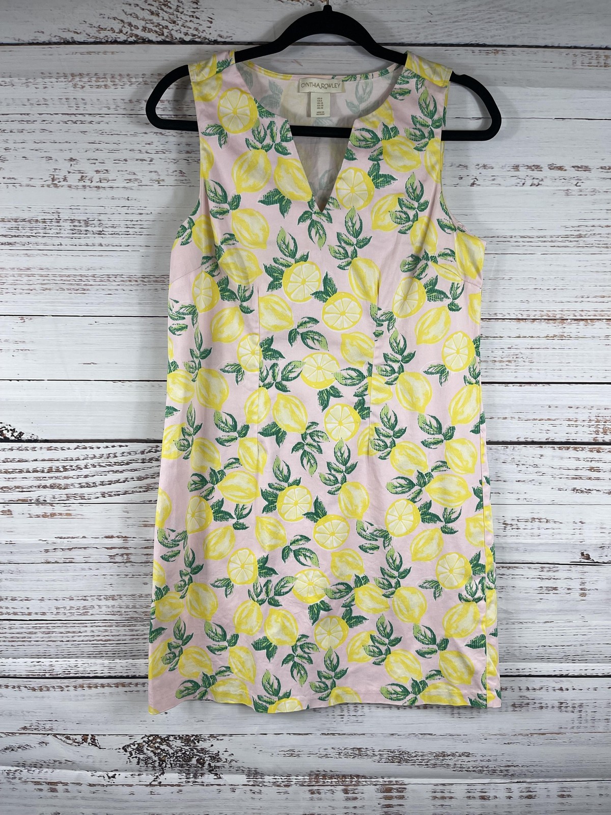 Cynthia Rowley Dress Womens 6 Multicolor Lemon Print Shift V Neck Sleeveless