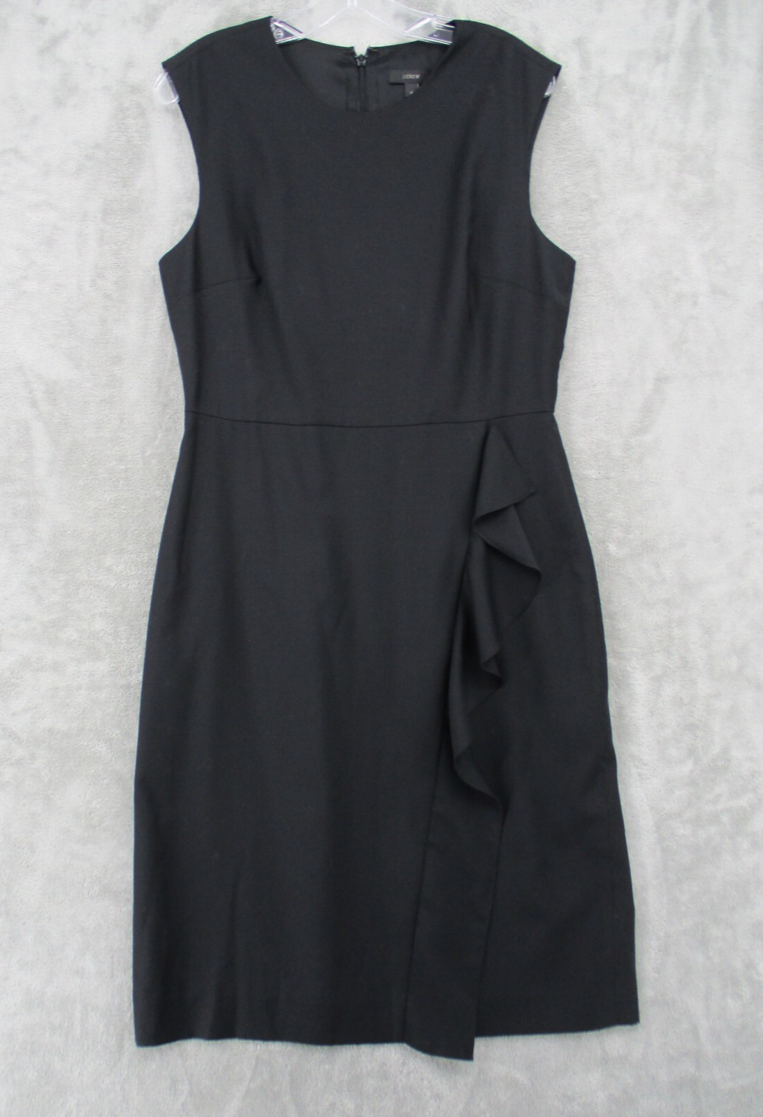 J Crew Dress Womens 10 Wool Sheath Ruffle Career Classic Minimalist Zip Lined