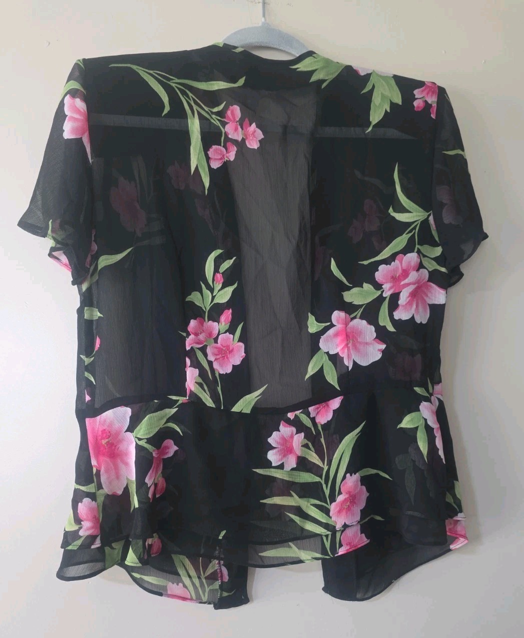 Vtg Studio 1 One Fairy Sheer Tank Maxi Dress Jacket 2pc Blk Pink Floral Sz 10