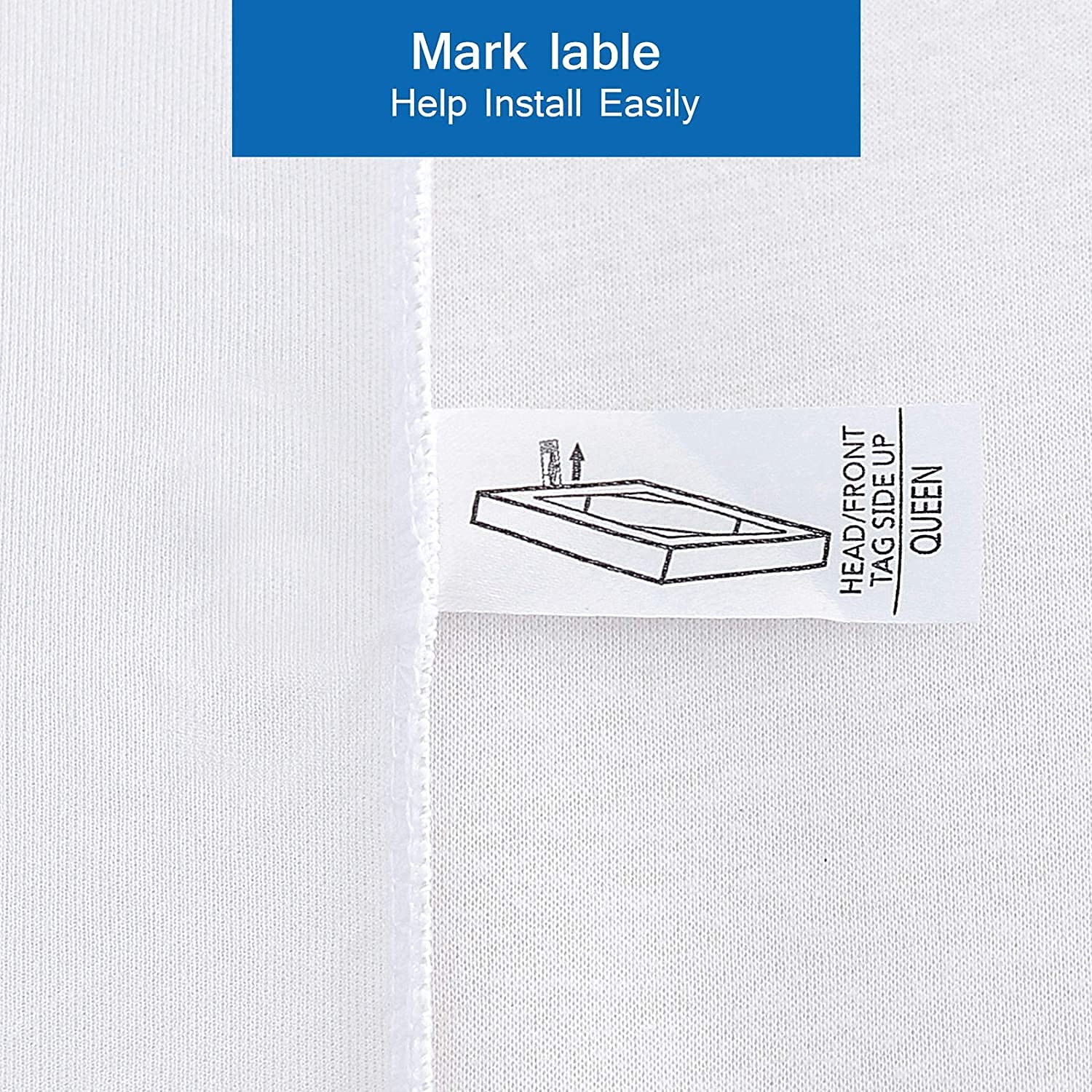 Box Spring Cover Queen Size Bed Skirt Wrap 4 Side, White | Stretch & Snug Fit, U