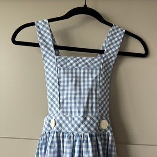 Blue White Gingham Pinafore Apron Tote Bag Set Womens XS Cottagecore Farmhouse