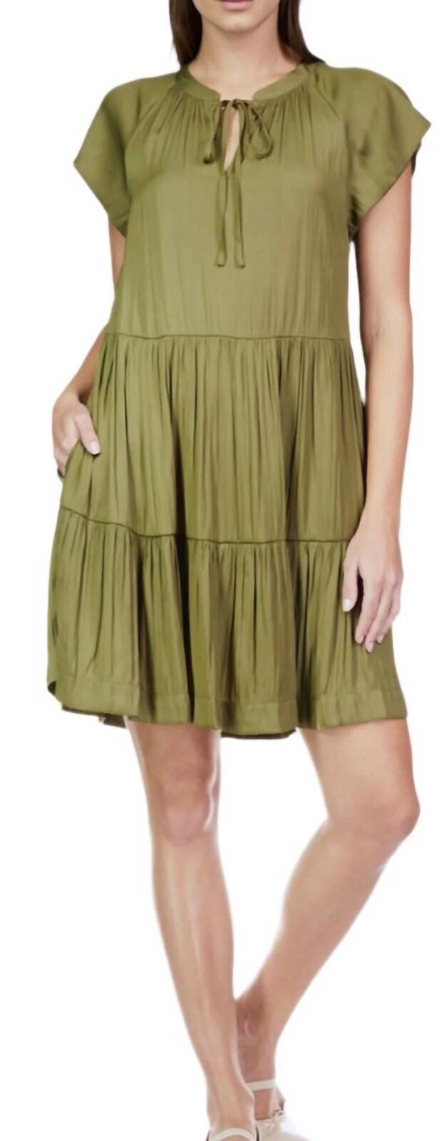 NWT~Sanctuary – Modern Babydoll Dress Burnt Olive BOHO Relaxed Fit Size XS