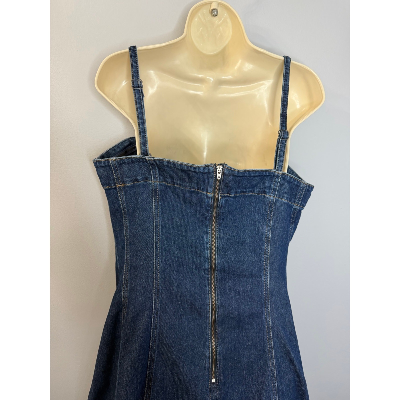 GAP Strapless Denim Midi Dress Ajustable Straps Dark Wash Casual Women’s L New