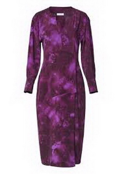 Equipment Joelle Purple Long Sleeve Silk Midi Dress Size 12 $550