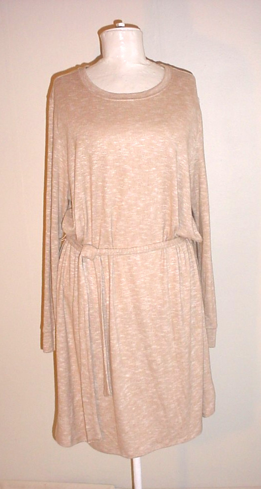 Time And Tru Sweater Dress Size XL 16 18 Long Sleeved Heather Beige