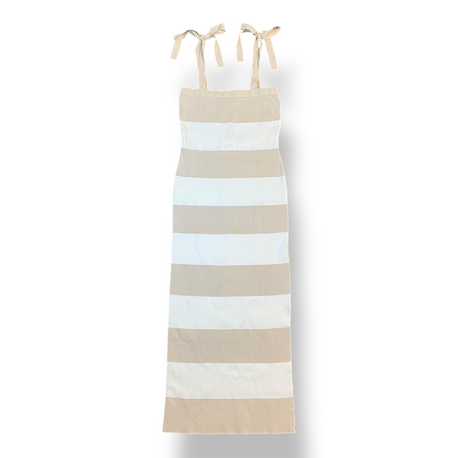 Mable NWT Gabby Stripe Maxi Dress Womens Size M Brown White Beachy