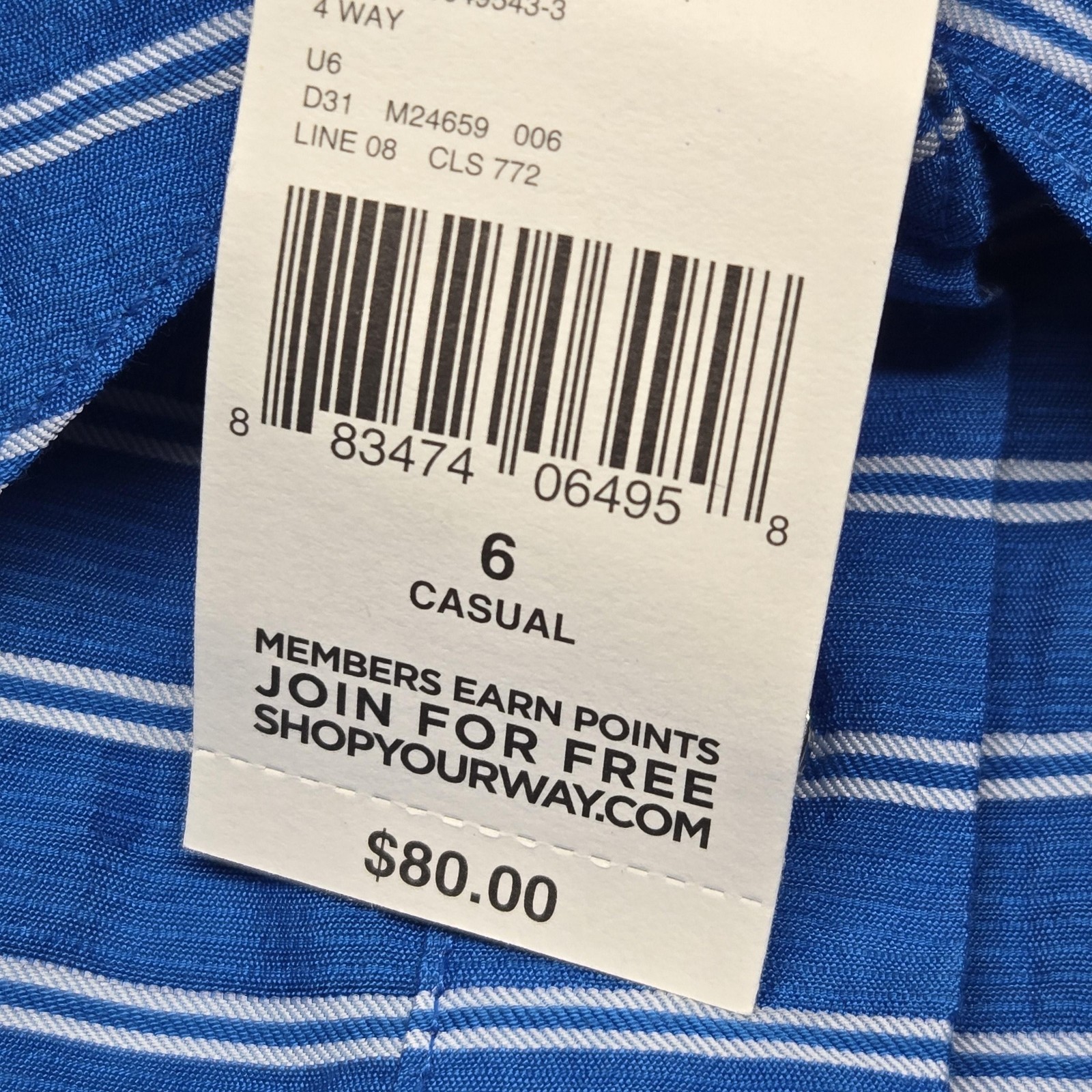 Covington Dress Womens 6 Striped Sleeveless Shirt Pocket Casual Summer Sundress