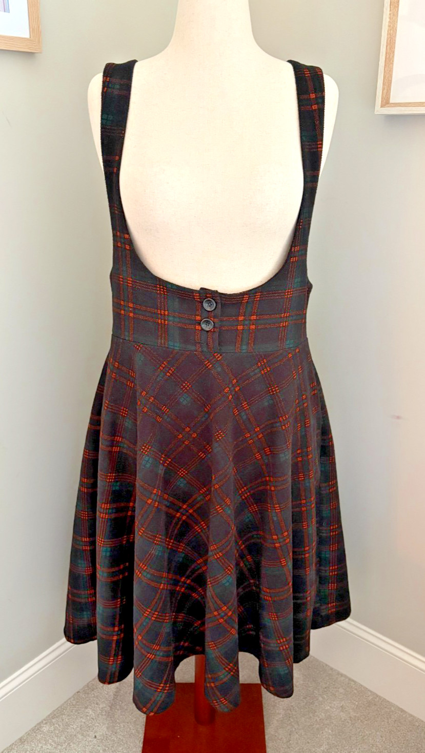 Collectif London Plaid Pinafore Dress US Size 16 Retro Rockabilly Witchy