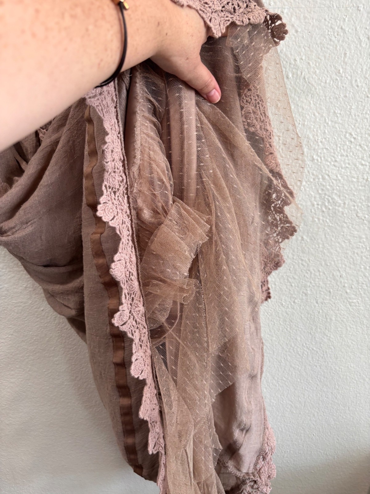 Indigo Soul XL Sleeveless Boho Tunic Dress With Crochet Lace Details Mauve Pink