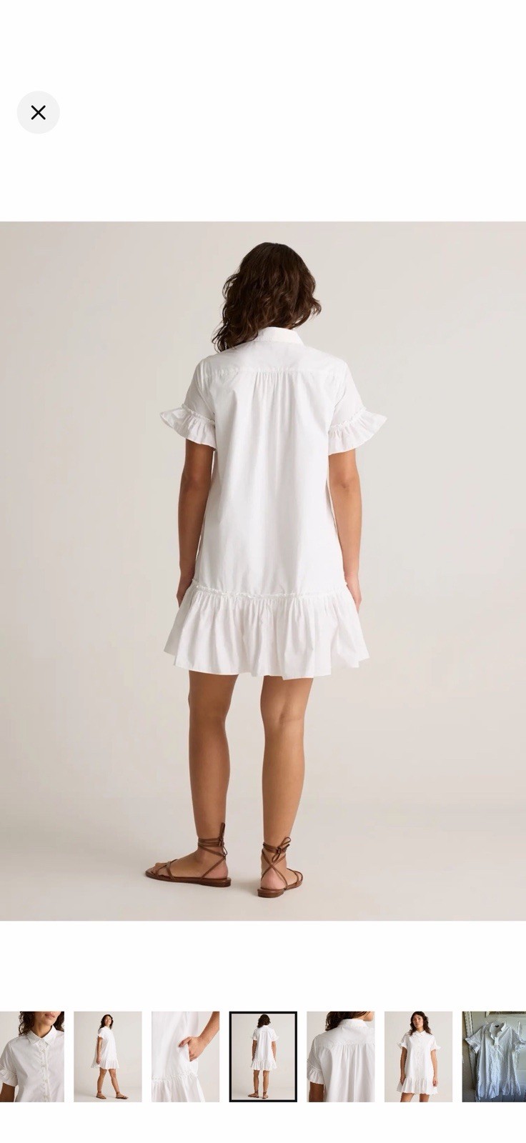 Quince 100% Organic Cotton Poplin Short Sleeve Ruffle Shirt Dress NWT Size M